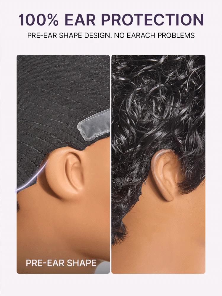 Throw On & Go Natural Black Big Curly Glueless Short Wig Ultra Comfort Cotton Cap Hair Loss Friendly Wig-24