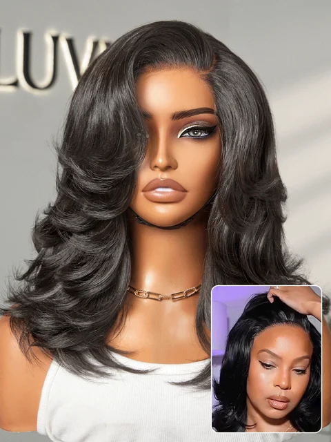Effortlessly Chic Butterfly Cut Layered Wavy Glueless HD Minimalist Lace Short Wig-77