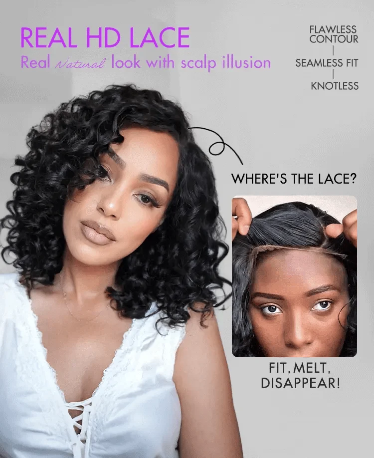 Mature Bouncy Curl Left C Part Glueless Minimalist HD Lace Wig Pre-Cut Lace-17