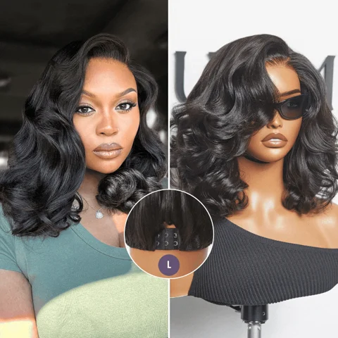 All-Day Comfort™ HD lace wig with loose body wave style, 200% density, pre-cut lace, and minimal glueless design.