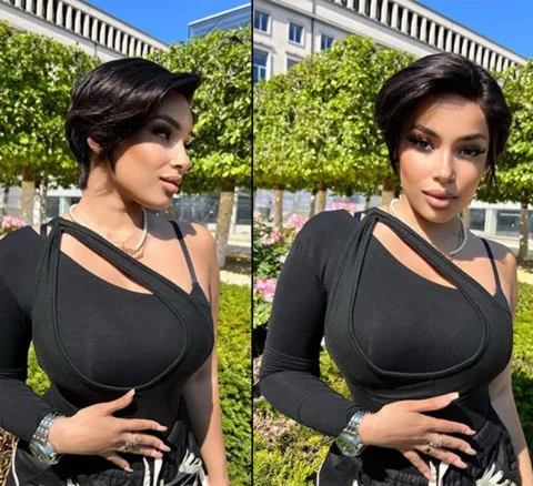 affordable pixie cut glueless lace wig with pre-cut HD lace, minimalist style, and natural hairline.