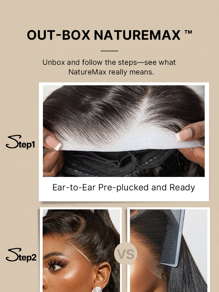 NatureMAX™ Silky Blunt Cut Bob Glueless Ear-to-ear 13x4 HD Lace Front Wig Pre-Cut Lace Flexi-Fit Drawstring Cap-17