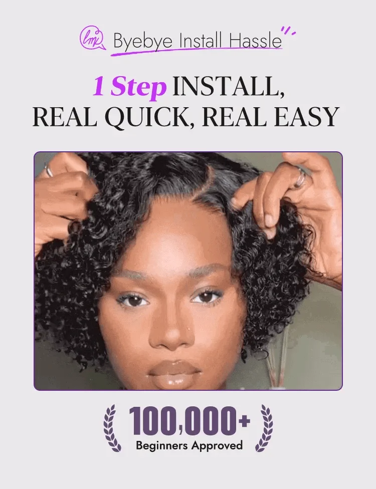 New Customers Only | Trendy Short Cut Curly Minimalist HD Lace Glueless Side Part Wig 100% Human Hair-31