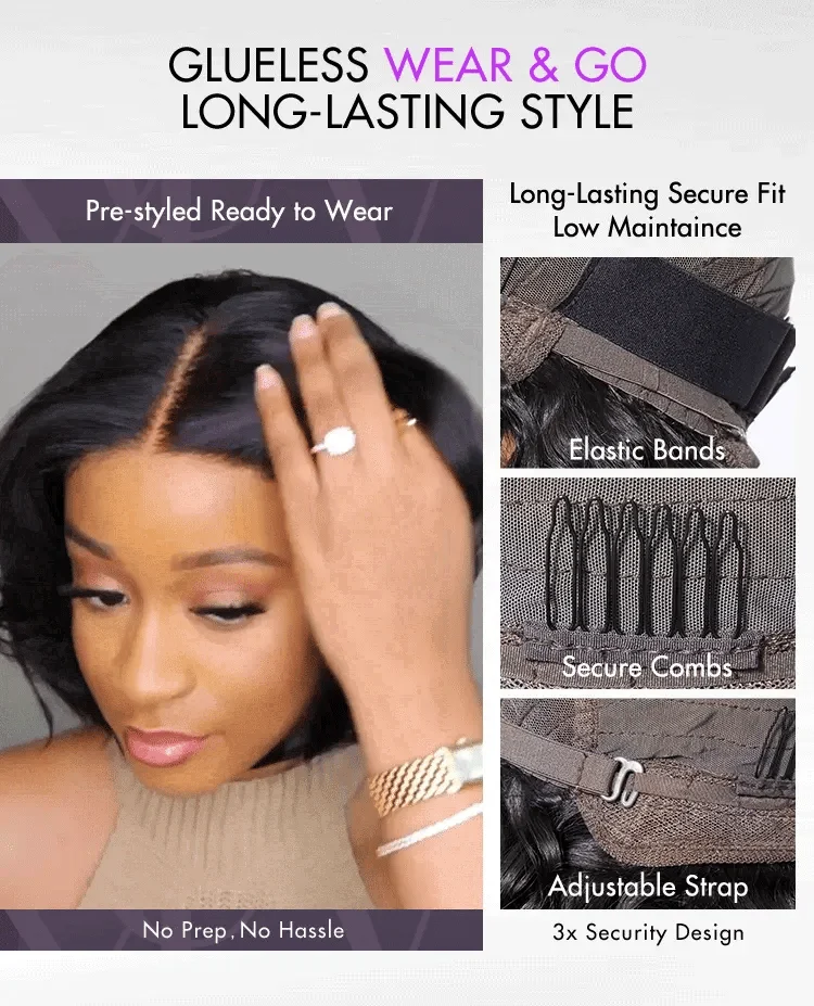1 SEC INSTALL WIG | Elegant Boss Vibe Short Pixie Cut Natural Black / Ombre Brown Glueless Minimalist HD Lace Wig Pre Cut Lace-19