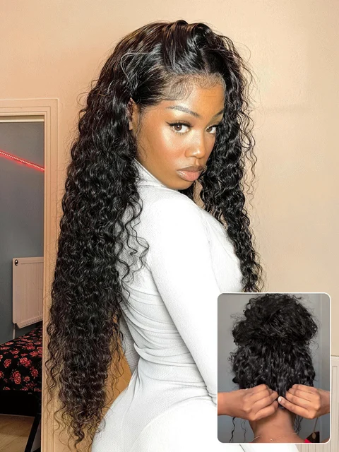 PreMax 180% / 250% Density Water Wave Glueless Flexi-Fit Drawstring 13x4 Frontal Lace Fluffy Curly Wig Pre-Cut Lace-141