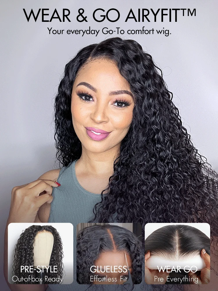 AiryFit™ Scalp Care Wigs | Effortless Water Wave Snugfit Glueless 5x5 Closure Pre-Cut Lace Curly Wig-16