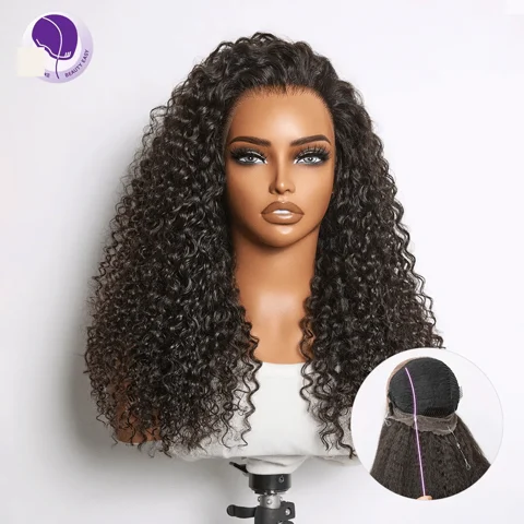 MyOwn-Fit™ 360 HD lace-free water wave wig with flexi-fit, drawstring cap, and pre-cut lace for a natural look.