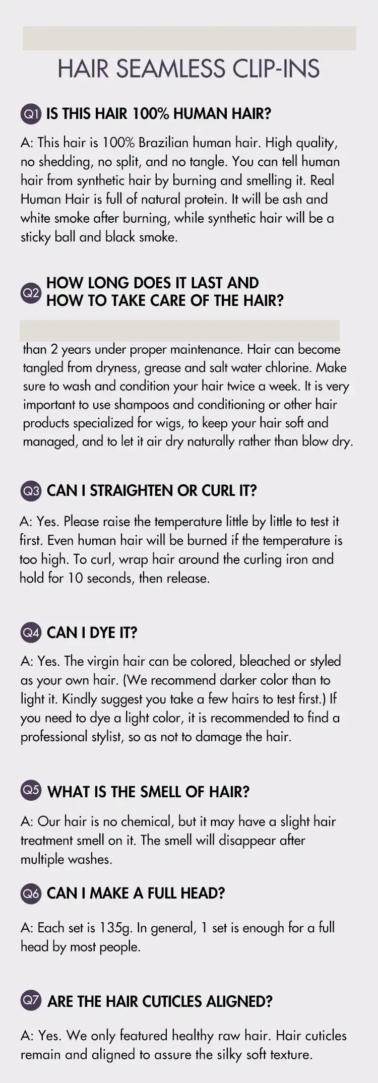 FQA about clip in hair extension