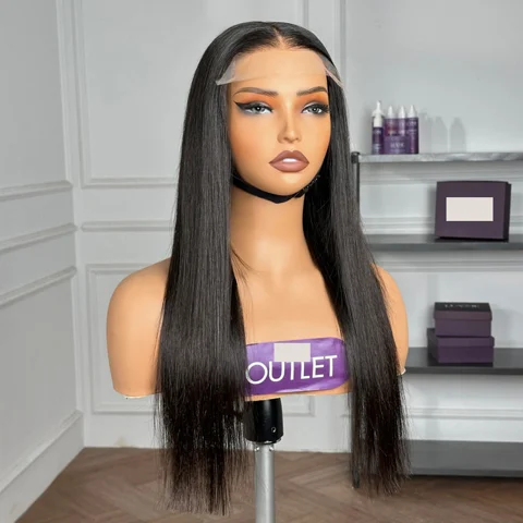 Silky straight HD lace 5x5 closure wig by , showcasing the natural hairline and smooth, straight texture.