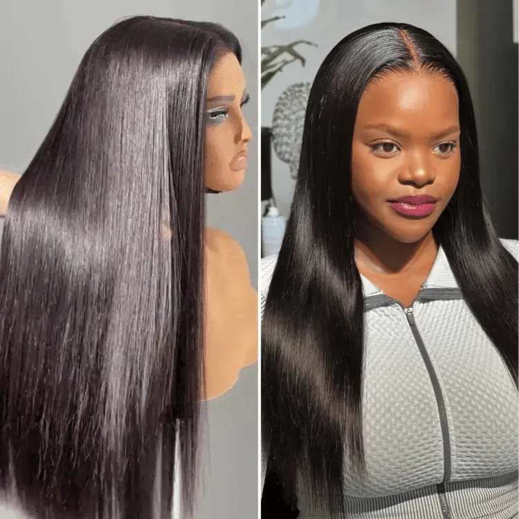 PreMax Wigs 5x5 closure wig with bone straight style, HD lace, pre-cut, plucked, bleached knots, 180% density.