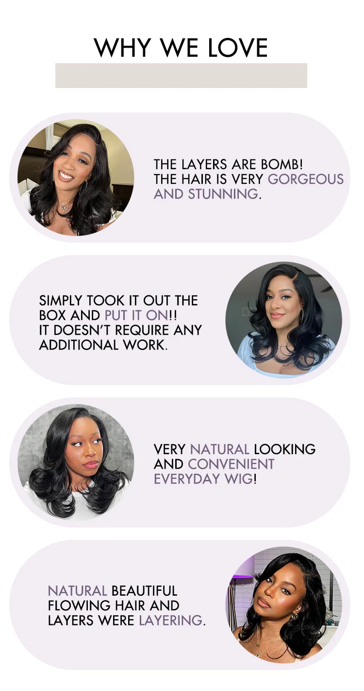 Special Deal | Brown Highlight Middle Part Effortlessly Chic Layered Haircut Wavy Glueless HD Minimalist Lace Short Wig-11