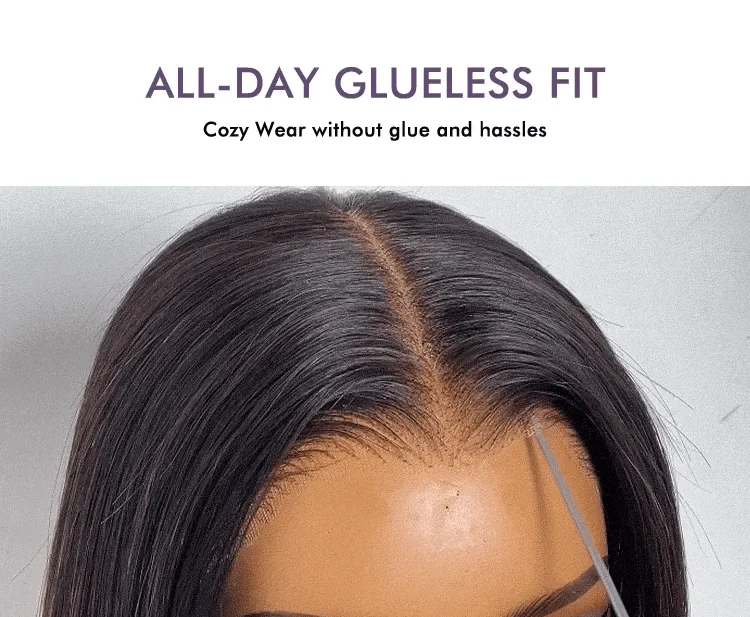 All-Day Comfort™ Wig Ombre Brown Silky Blunt Cut Bob Glueless 7x6 Closure HD Lace Wig Pre-Cut Lace-19