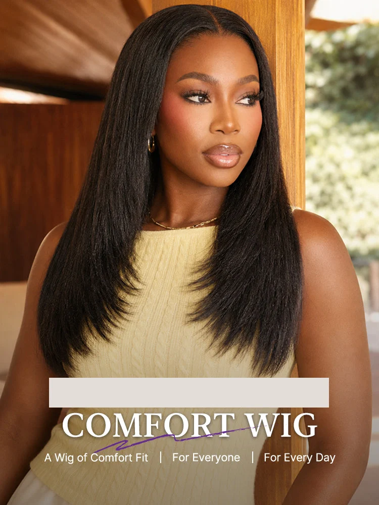 New Customers Only | 180% Density Light Kinky Straight Butterfly Cut Layered Glueless 7x6 Closure HD Lace Wig Pre-Cut Lace-16