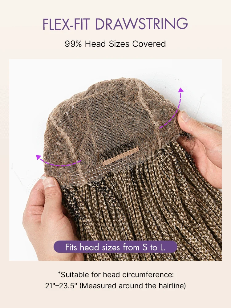 OwnScalp™ HD Full Lace Knotless Boho Curls Braided Bob Pre-Cut Lace Wig Flexi Fit Invisi Drawstring Cap-59