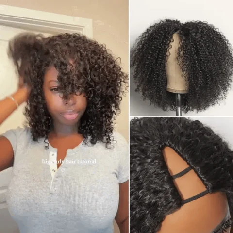 Too Easy Texture™ wig with kinky curly and yaki straight styles, 180% density, glueless V part and drawstring for flexible fit