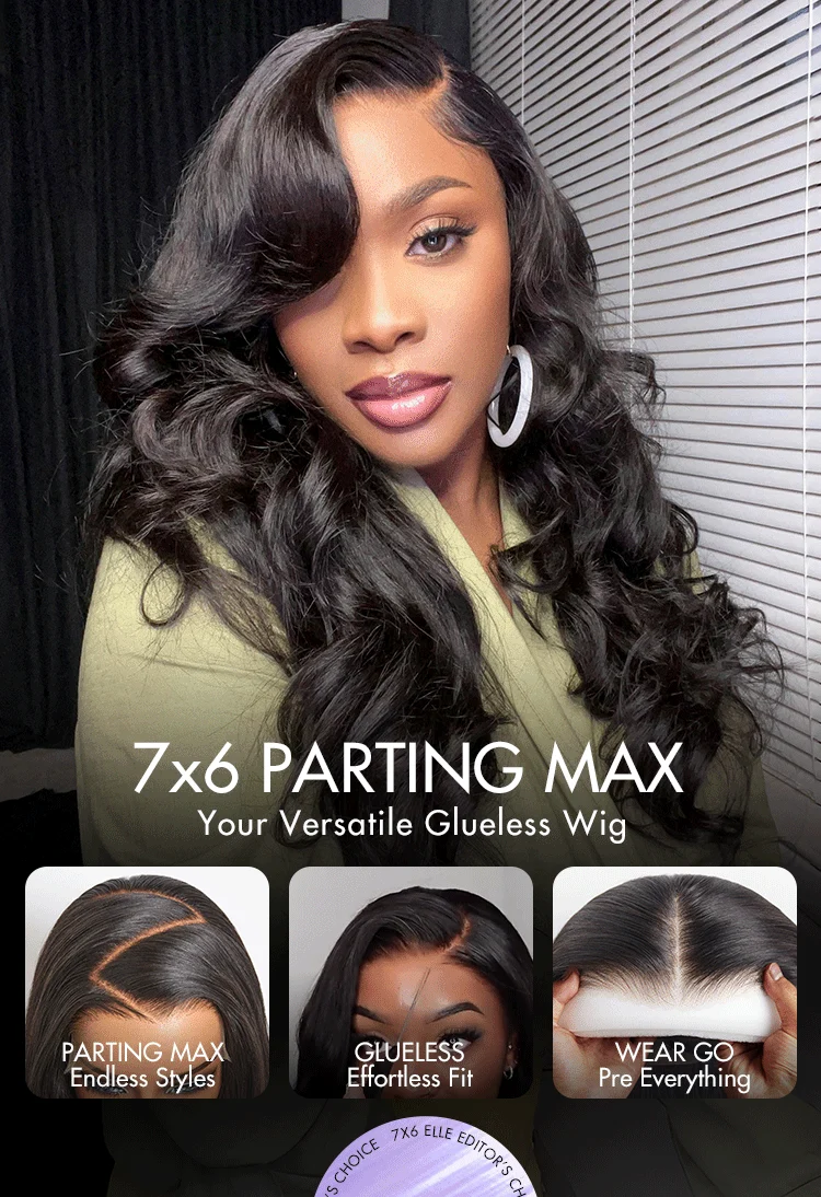 New Customers Only | PartingMax Glueless Wig Loose Body Wave 7x6 Closure HD Lace Pre Cut & Plucked & Bleached Ready to Go-16