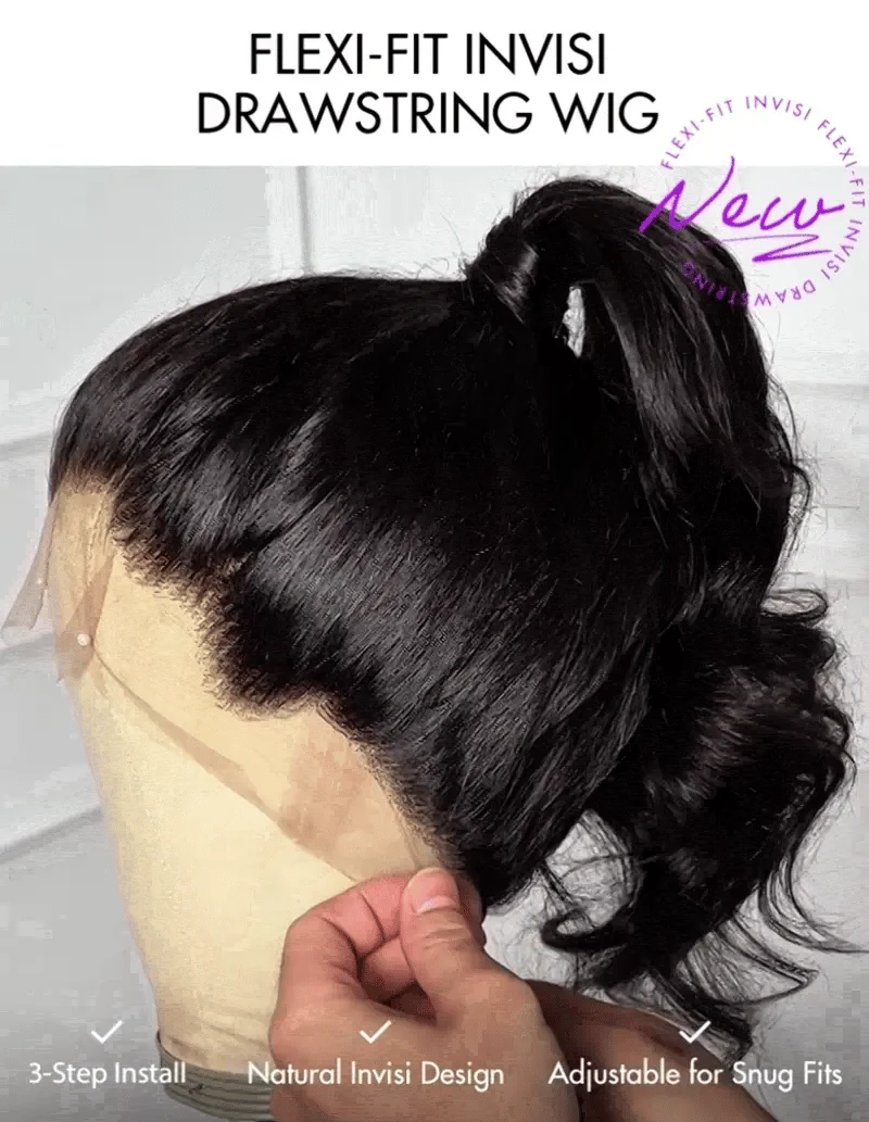 Full Lace Classy Natural Black Body WaveFree Parting Half Up Half Down Wig Invisi Drawstring Cap Pre-cut Lace-23