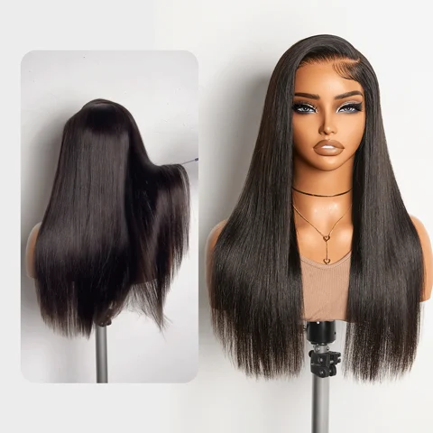 all-day comfort bone straight HD lace wig with baby hair, 180%/250% density, 7x6 closure, pre-cut glueless design