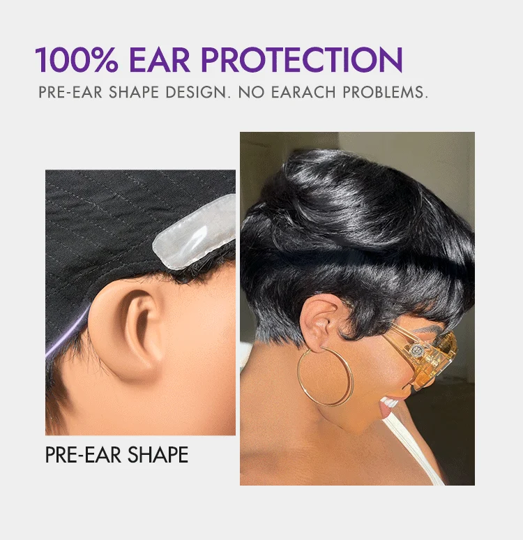 New Customers Only | Throw On & Go Short Cut with Bangs Wig Ultra Comfort Cotton Cap Glueless Wig Hair Loss Friendly - US Only-18