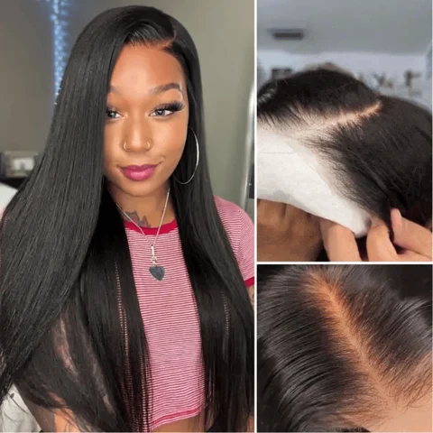 PreMax 2.0 Yaki straight 13x5 frontal wig with HD lace, ear-to-ear, glueless design, natural hairline, C part style
