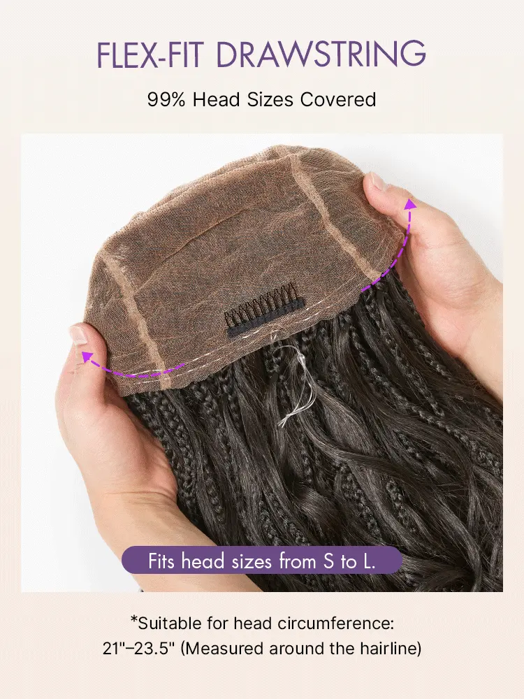 OwnScalp™ French Curl Knotless Boho Braids HD Full Lace Long Wig Flexi Fit Invisi Drawstring Cap - US Only-76