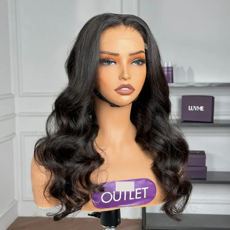 loose wave glueless 5x5 closure HD lace long wig displayed on a mannequin head.