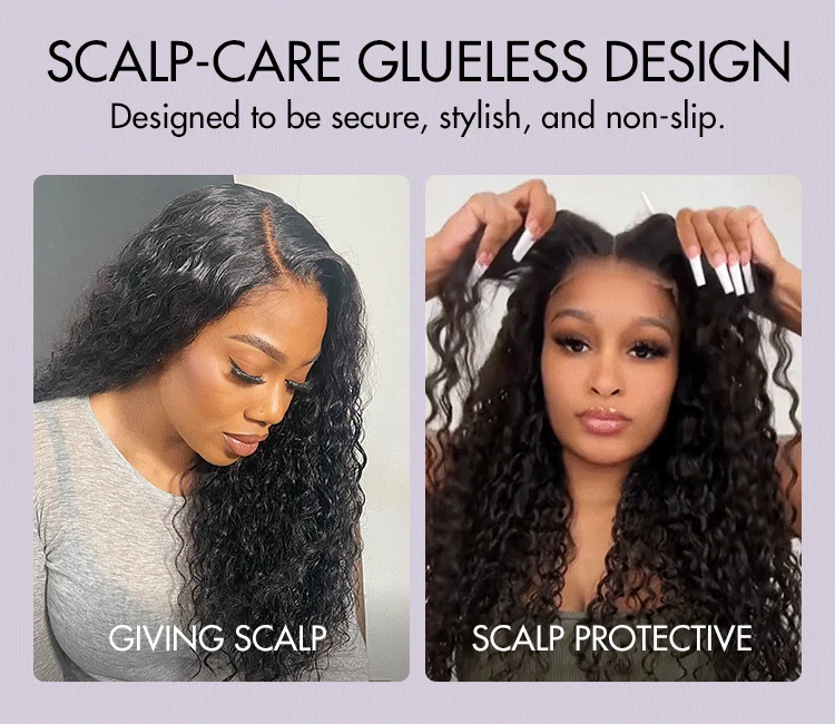AiryFit™ Scalp Care Wigs | Effortless Water Wave Snugfit Glueless 5x5 Closure Pre-Cut Lace Curly Wig-21
