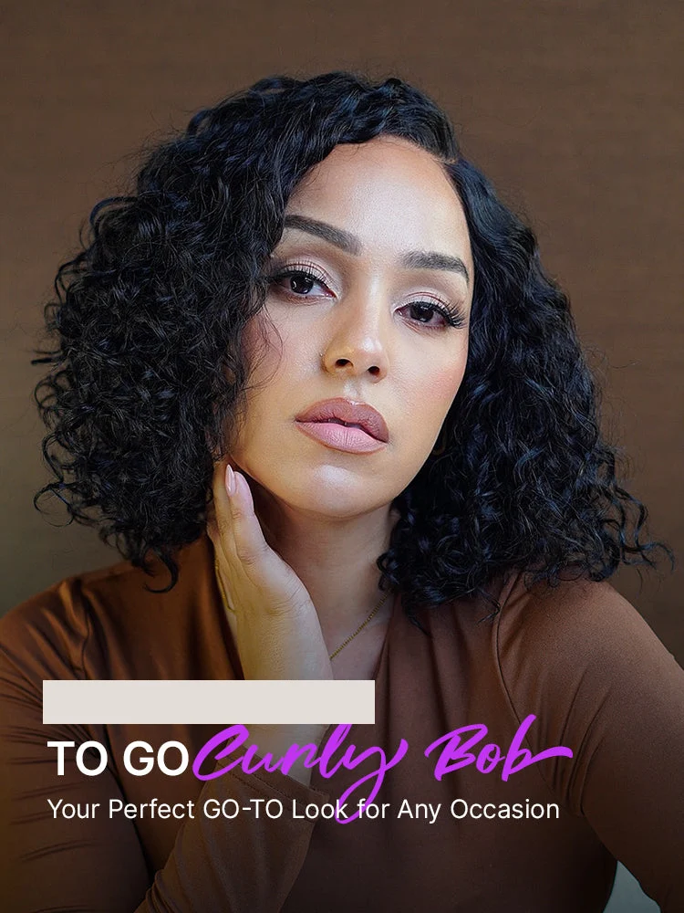 Ready to Go Water Wave Short Curly Bob Wig Glueless Minimalist HD Lace Wig Pre-Cut Lace-32