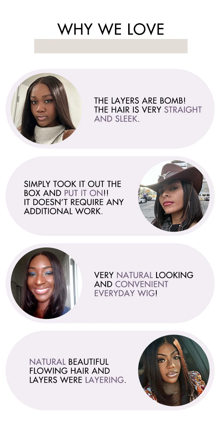 Natural Black Handcraft Layered 5x5 Closure HD Lace Glueless Short Wig | Large & Small Cap Size-12