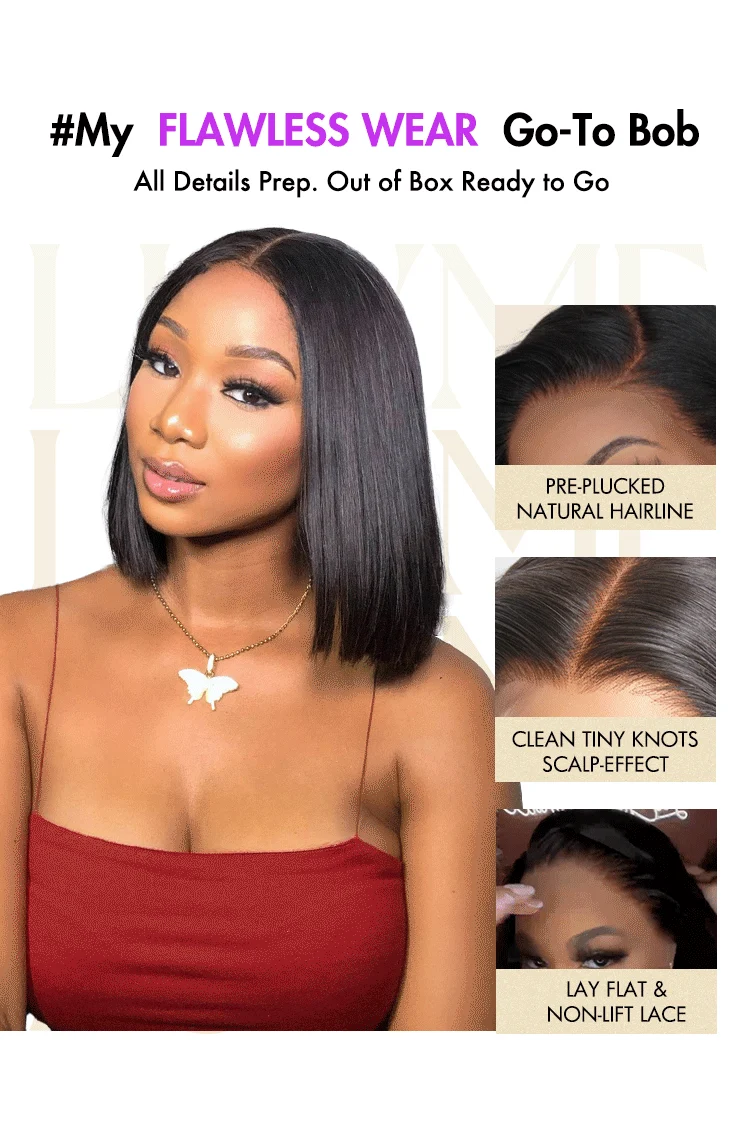 Weekly Special | Beginner Friendly Glueless Silky Blunt Cut 4x4 Closure Bob Wig 100% Human Hair | Upgraded 2.0-13