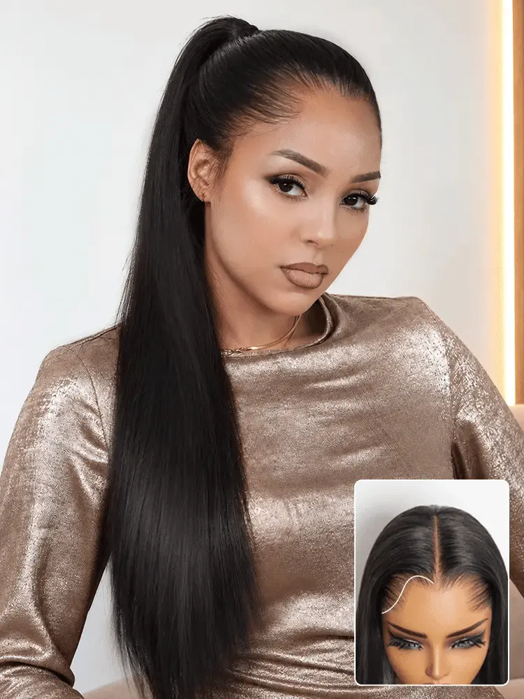 Lagos Hairline Over-Plucked M-Shaped Hairline Natural Looking Silky Straight Human Hair 13×4 Lace Frontal Wig Pre-Cut Lace-45