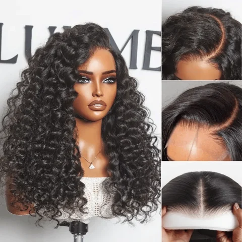 water wave 7x6 closure lace wig with HD lace, 100% human hair, ready-to-wear, natural parting, glueless style