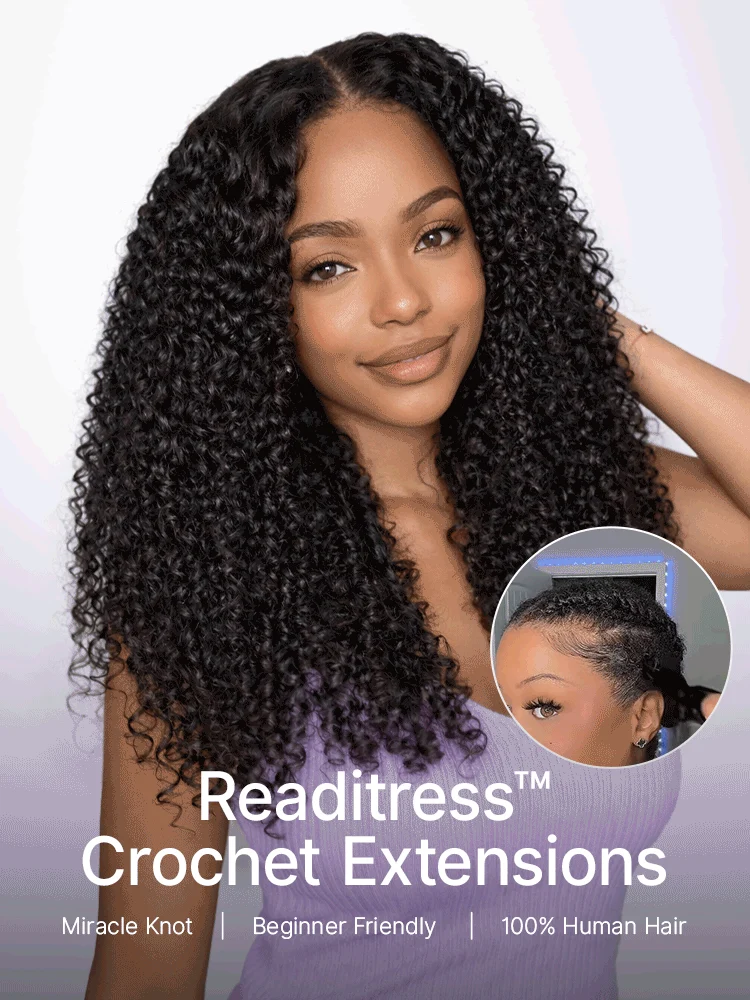 Readitress™ Pre-Separated Feather Crochet Human Hair Extensions Deep Wave / Kinky Straight Protective Style with Free Gifts - US Only-35