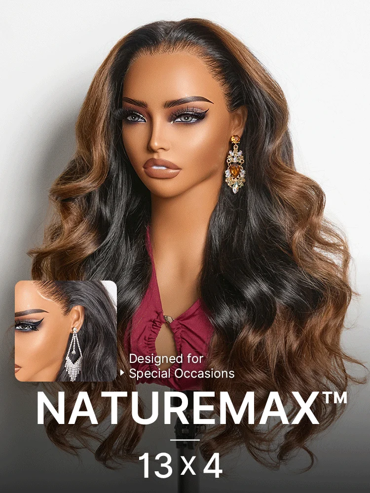 New Customers Only | NatureMAX 200% Density Glueless 13x4 HD Lace Front Wig Ombre Brown Loose Wave Human Hair Wig Pre-Cut Lace Flexi-Fit Drawstring Cap-10