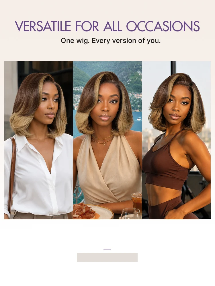 New Customers Only | Honey Blonde Face-Framing Highlights Blow Out Layered Cut Glueless 5x5 Closure Lace Bob Wig Pre-cut Lace