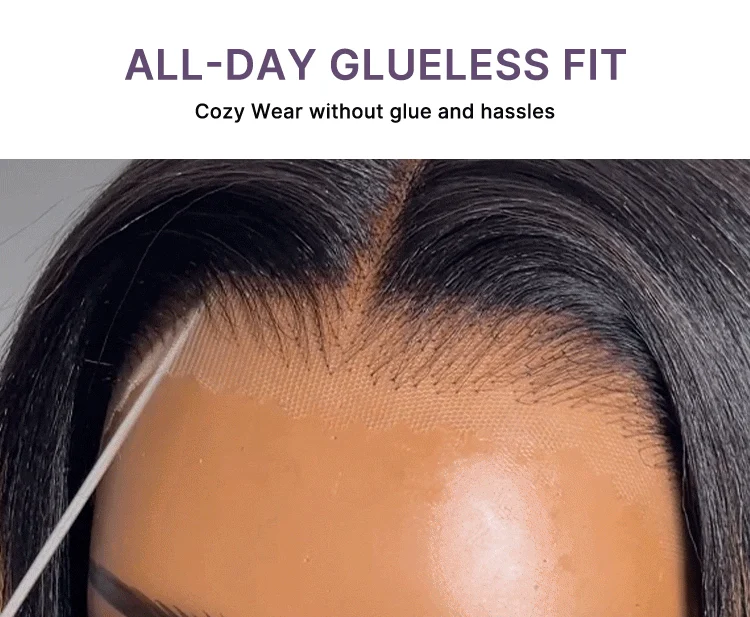 All-Day Comfort Black with Honey Blonde Highlights Yaki Straight 7x6 Closure HD Lace Glueless Wig Pre-Cut Lace