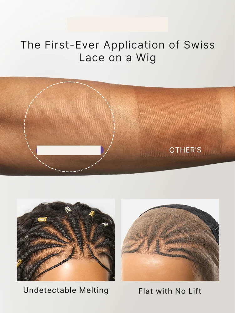 Boho Fulani Braids Water Wave 13x4 Frontal Lace Wig Pre-cut Lace Human Hair-13