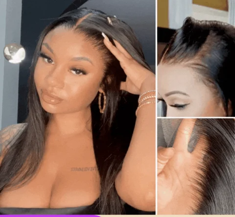 PreMax Wigs with super natural hairline, silky straight, glueless 13x4 lace frontal wig, human hair, pre-cut lace.