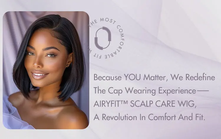 AiryFit™ Scalp Care Wigs | Silky Blunt Cut Bob Snugfit Glueless Minimalist HD Lace Short Wig Pre-Cut Lace - US Only-19