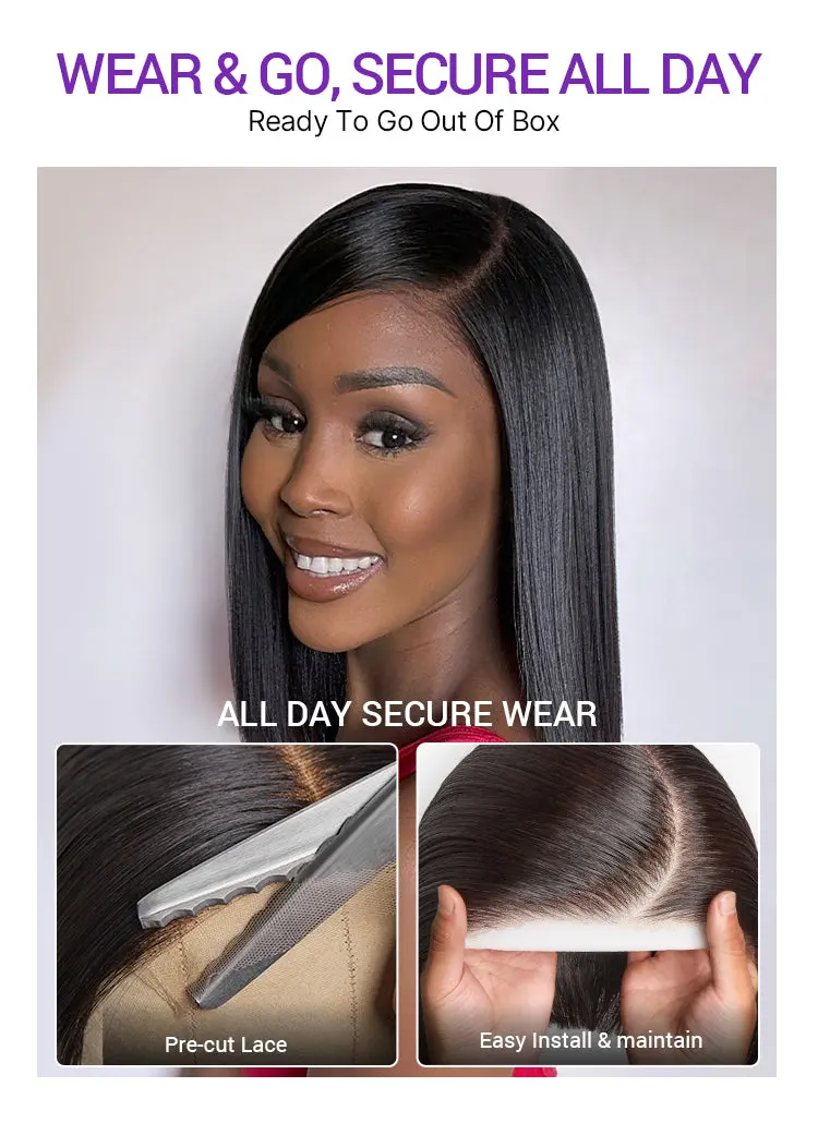 Swoop Bangs Breathable Cap Deep Left C Part Silky Straight Glueless 5x5 Closure Lace Bob Wig-11