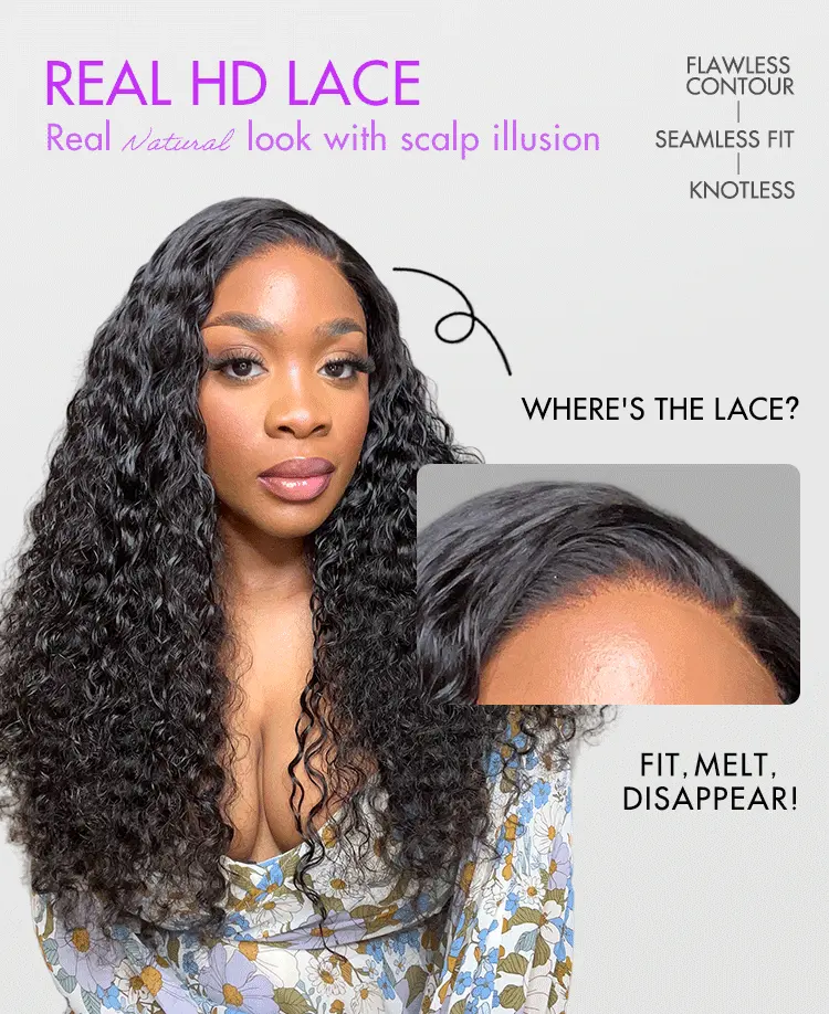 180% Density Water Wave 13x4 HD Lace Front Free Part Glueless Human Hair Wig Pre Cut Lace-23
