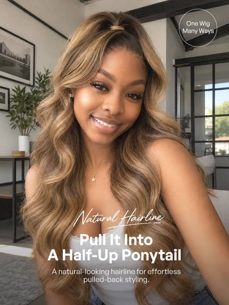 OriginalLive Hair 180% / 250% Density Honey Blonde Highlight Loose Wave Glueless 13x6 HD Lace Front Wig Pre-Cut Lace Flexi-Fit Drawstring Cap-13