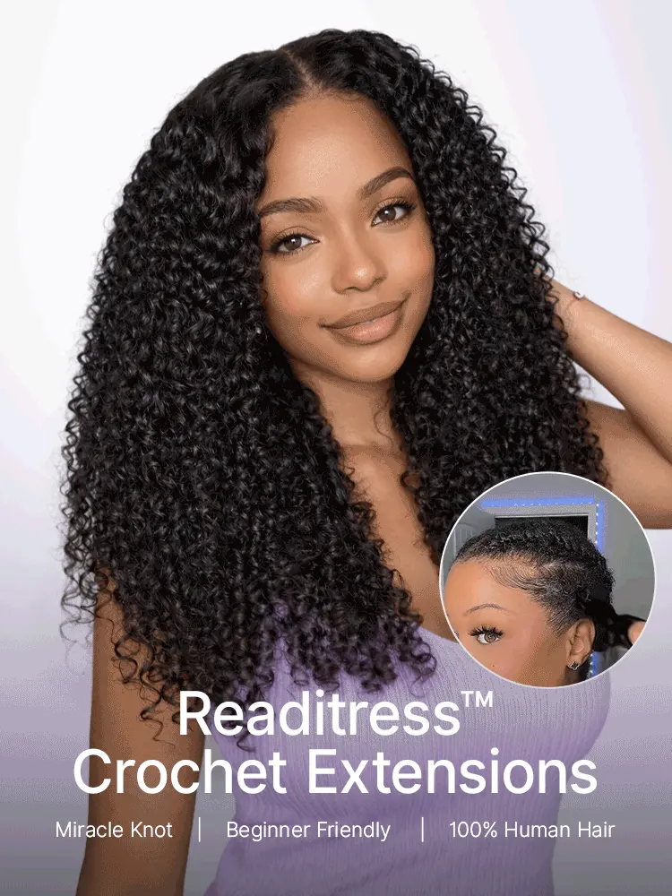Readitress™ Pre-Separated Feather Crochet Human Hair Extensions Deep Wave / Kinky Straight Protective Style with Free Gifts - US Only-35