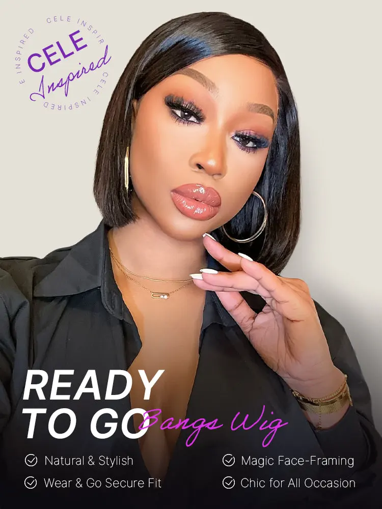 Swoop Bangs Breathable Cap Deep Left C Part Silky Straight Glueless 5x5 Closure Lace Bob Wig-07
