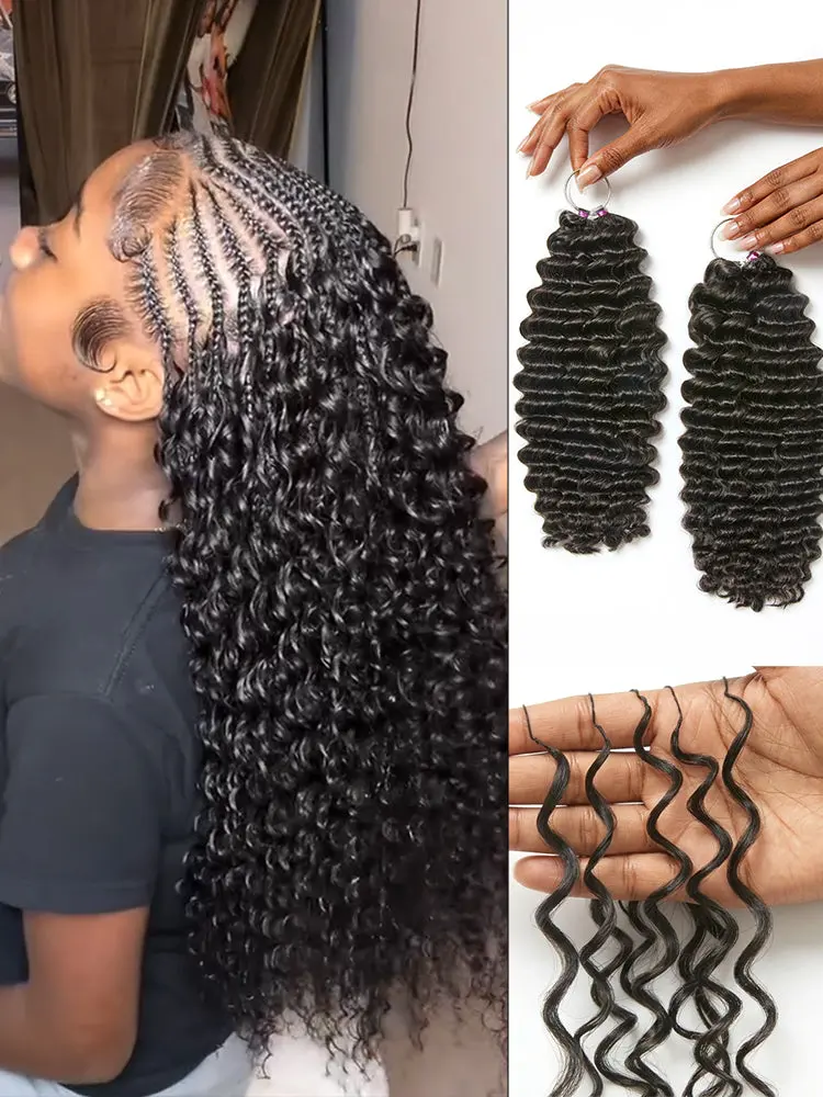 Readitress™ Pre-Separated Feather Crochet Human Hair by , deep wave and Burmese curly protective style with free gifts
