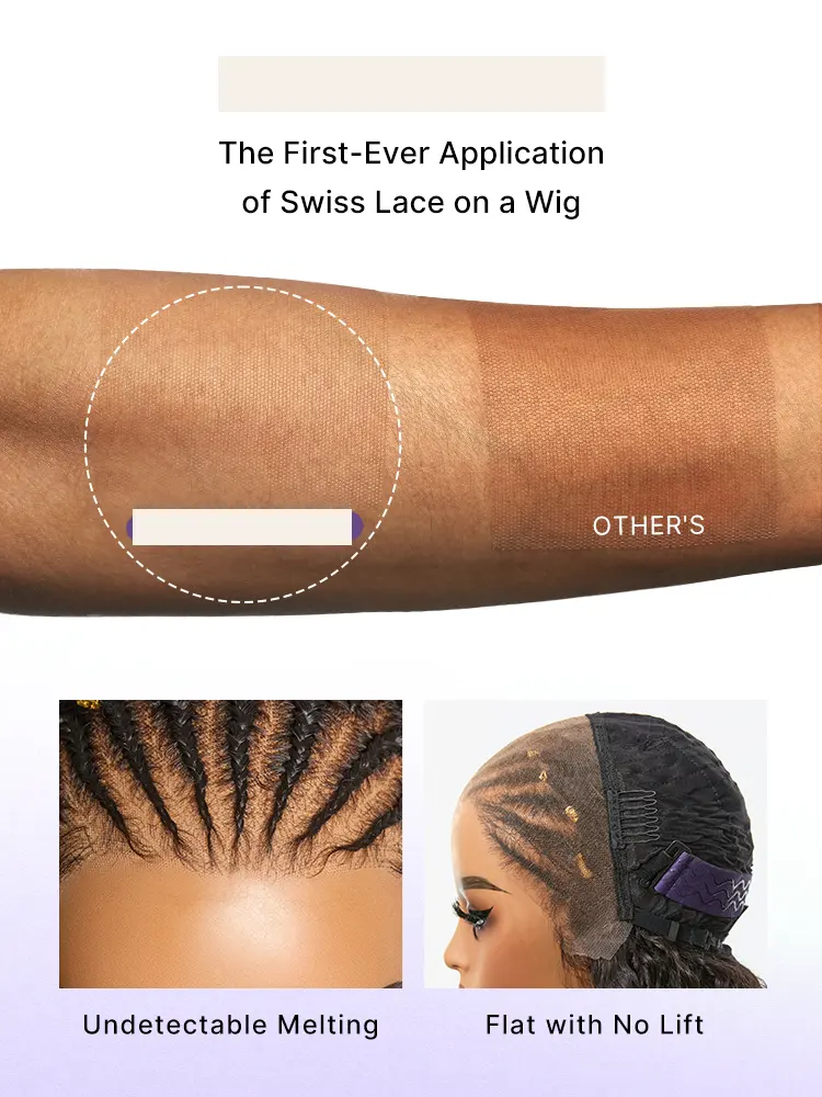 Natural Black Boho Cornrow Braids 13x4 Frontal Lace Deep Curly  Long Wig Pre-cut Lace-13