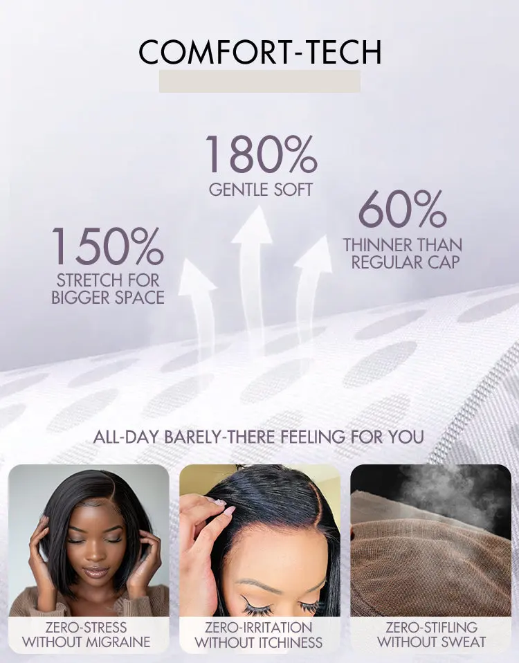 AiryFit™ Scalp Care Wigs | Silky Blunt Cut Bob Snugfit Glueless Minimalist HD Lace Short Wig Pre-Cut Lace - US Only-21