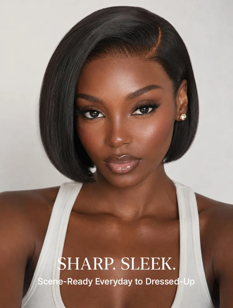 180% Density Sleek Short Bob Minimalist HD Lace Wig Pre-cut Lace All-Day Comfort Cap