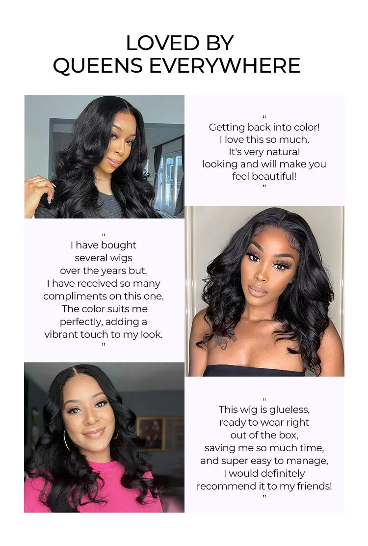 Jet Black Loose Body Wave Glueless 5x5 Closure Lace Wig 100% Human Hair-19