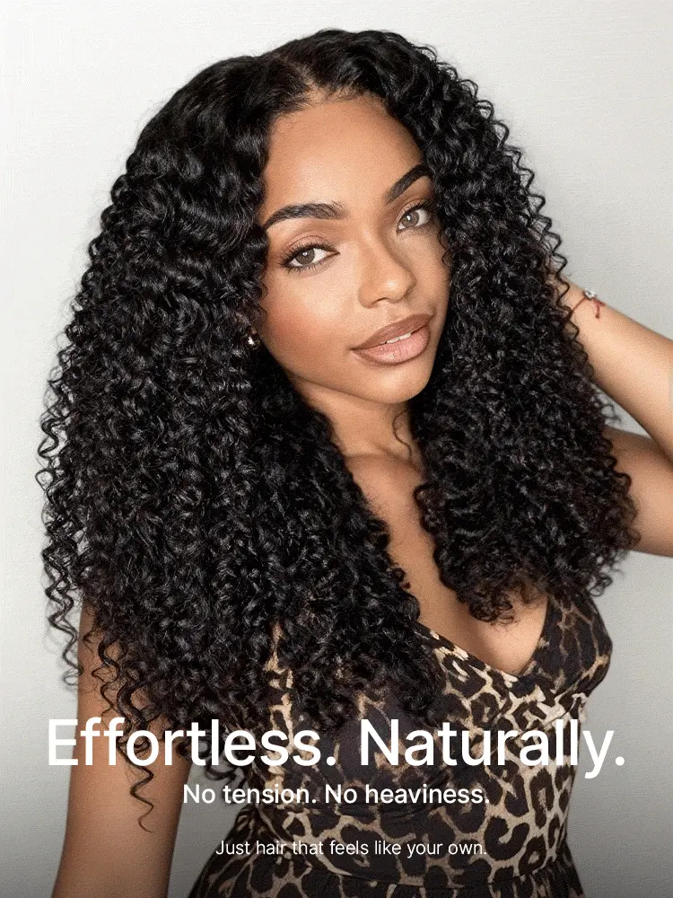 True Scalp Burmese Curly V Part Glueless Human Hair Wig Flexi-Fit Drawstring-11